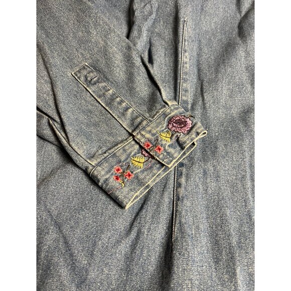 Denim & Co. Womens Embroidered Button-Down Denim shirt Jacket 3X plus shacket - Picture 7 of 14